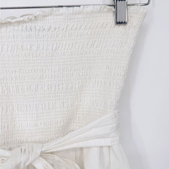 Thakoon Collective Eyelet Tie Waist Dress White Strapless Cotton Sz 0 - Picture 8 of 13